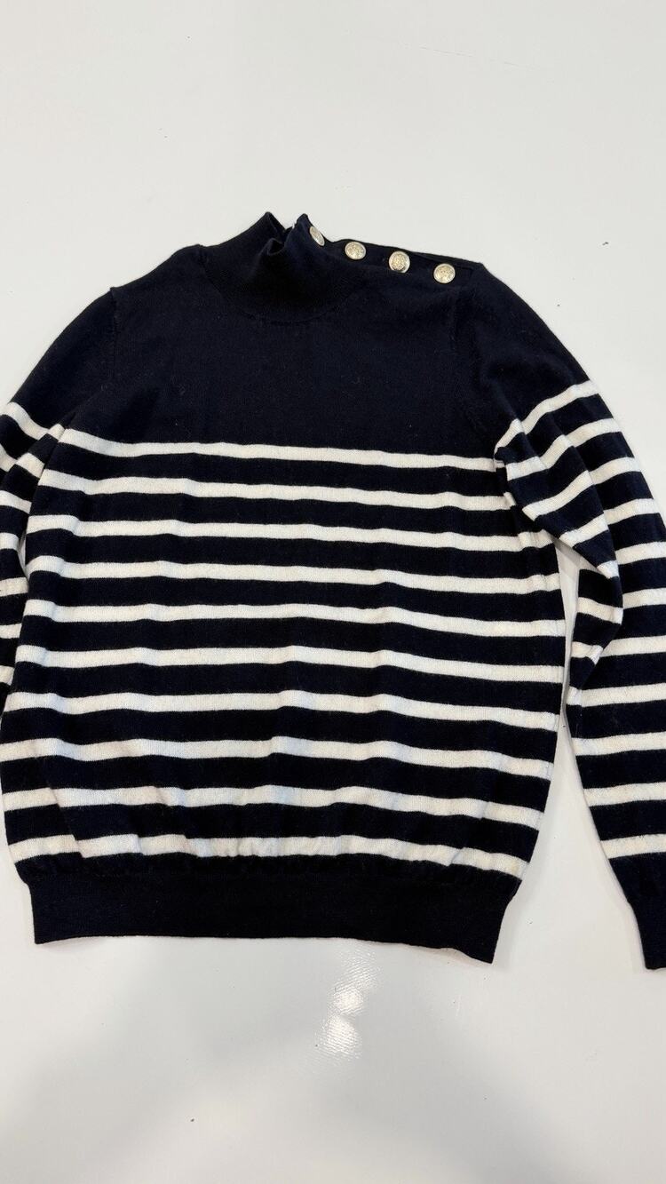 NWOT Sézane Chuck Jumper Sweater Size M Striped Navy Blue & White
